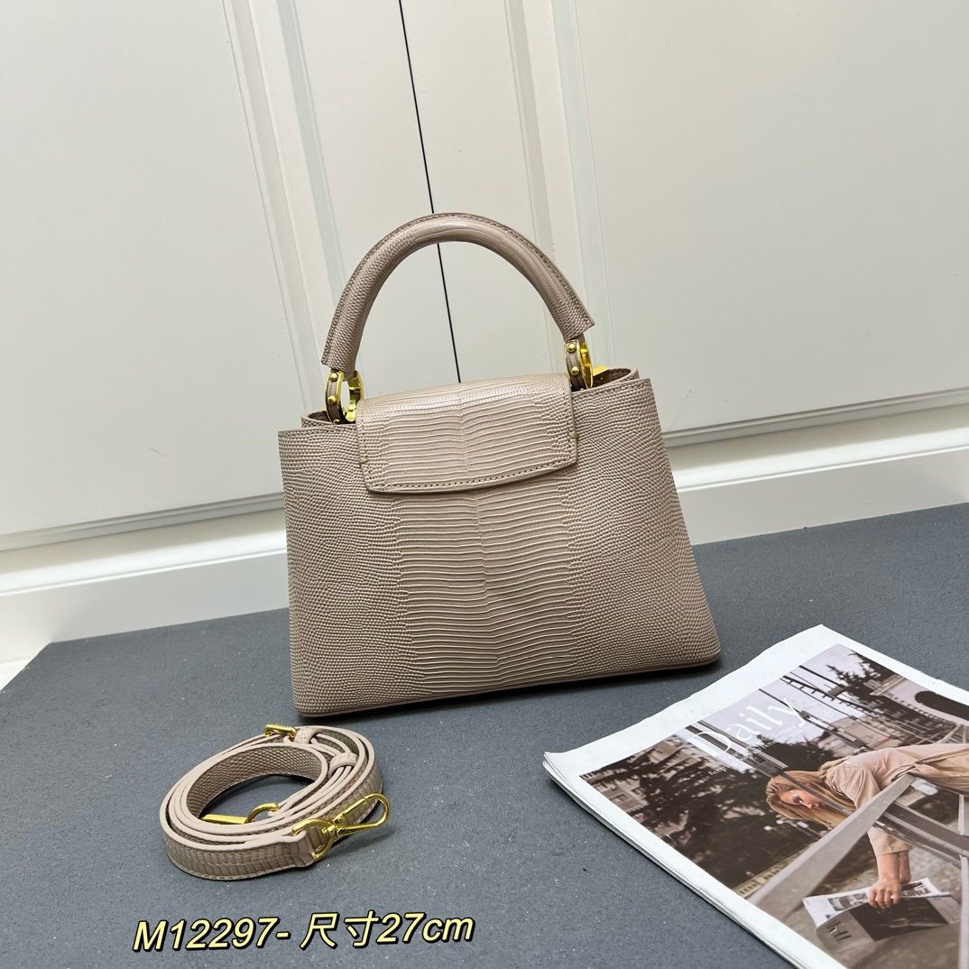 LV 一比一 M12297 米杏色壓紋手提包 金色扣27cm典雅通勤款|超A仿原單精品圖片 13 LV 一比一 M12297 米杏色壓紋手提包 金色扣27cm典雅通勤款|歐美奢侈品精品推薦
