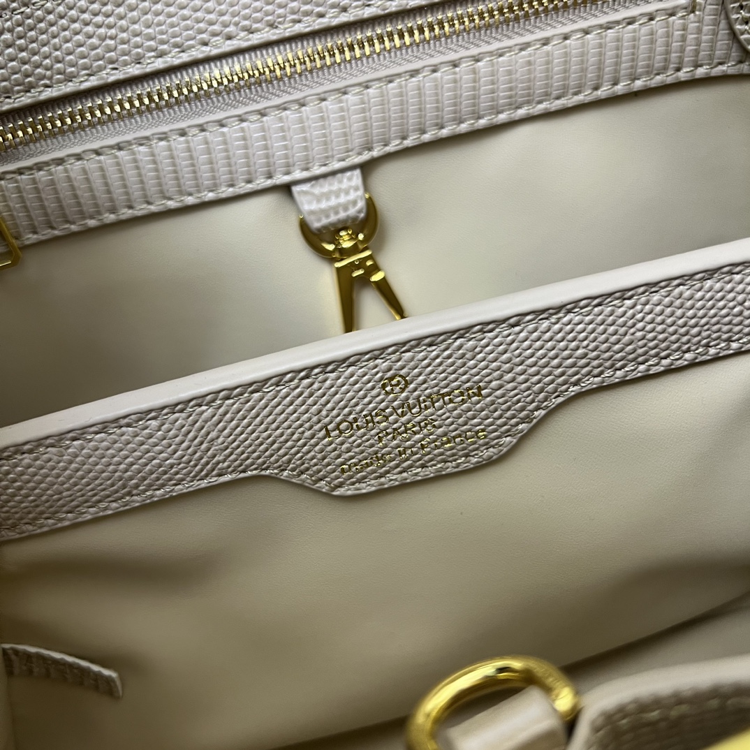 LV 一比一 M12297 米杏色壓紋手提包 金色扣27cm典雅通勤款|超A仿原單精品圖片 8 LV 一比一 M12297 米杏色壓紋手提包 金色扣27cm典雅通勤款|歐美奢侈品精品推薦