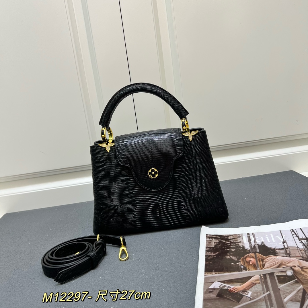LV 高仿 M12297 黑色壓紋手提包 金扣細節27cm商務百搭款|超A仿原單精品圖片 13 LV 高仿 M12297 黑色壓紋手提包 金扣細節27cm商務百搭款|歐美奢侈品精品推薦