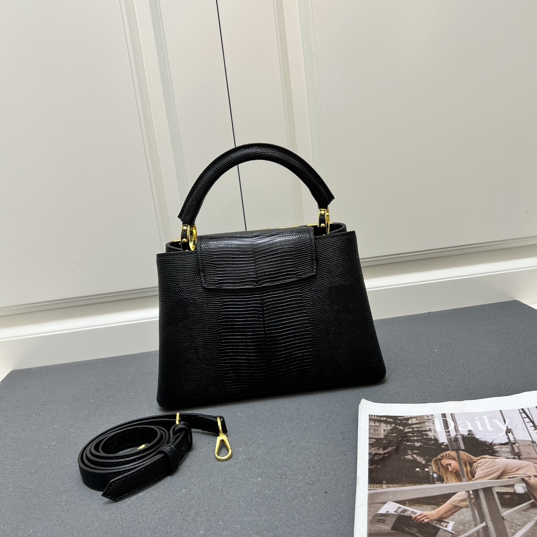 LV 高仿 M12297 黑色壓紋手提包 金扣細節27cm商務百搭款|超A仿原單精品圖片 14 LV 高仿 M12297 黑色壓紋手提包 金扣細節27cm商務百搭款|歐美奢侈品精品推薦