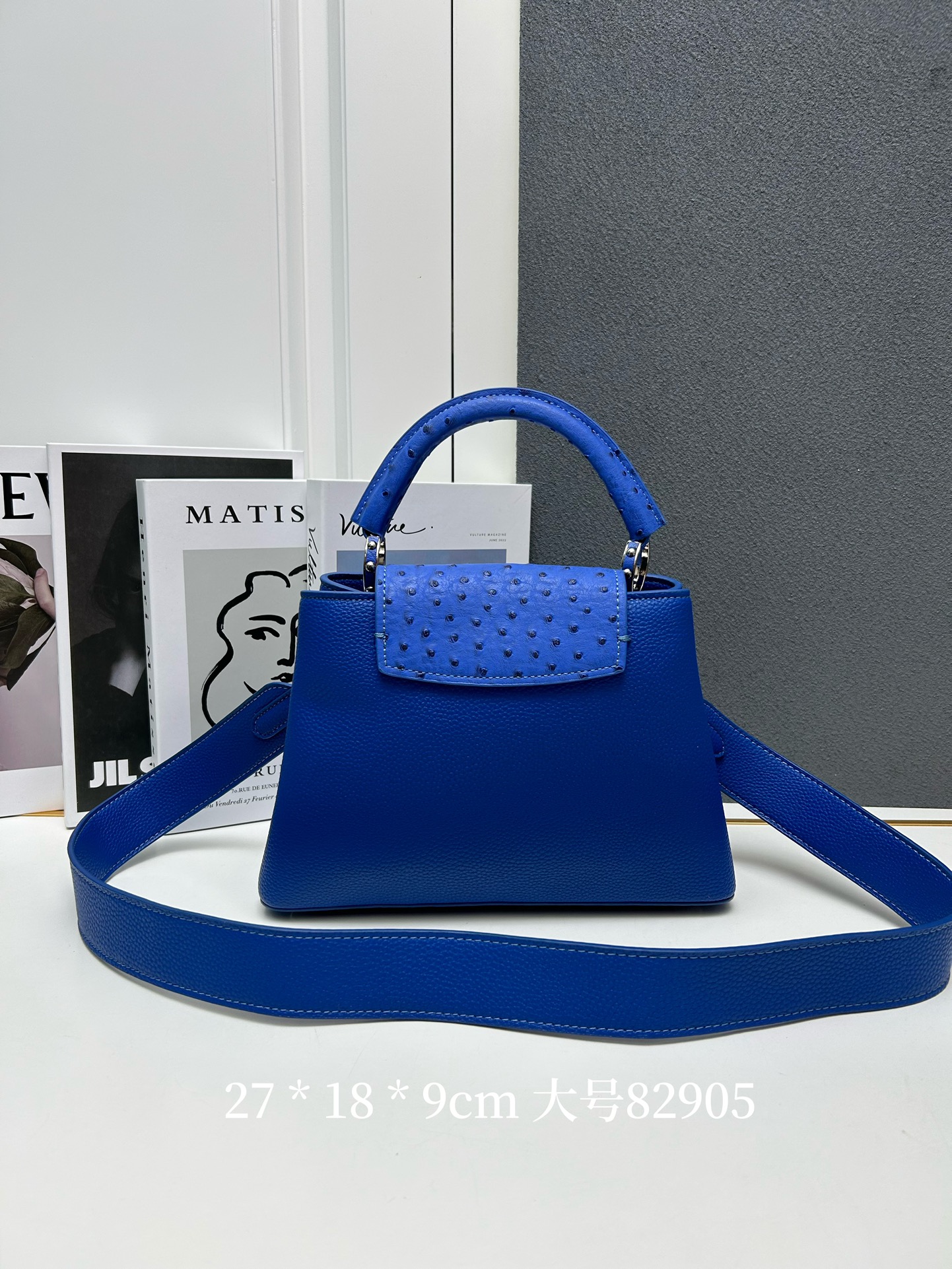 LV 一比一 82905 大號寶藍手提包 27cm簡約挺括時尚大容量｜歐美奢侈品精品推薦