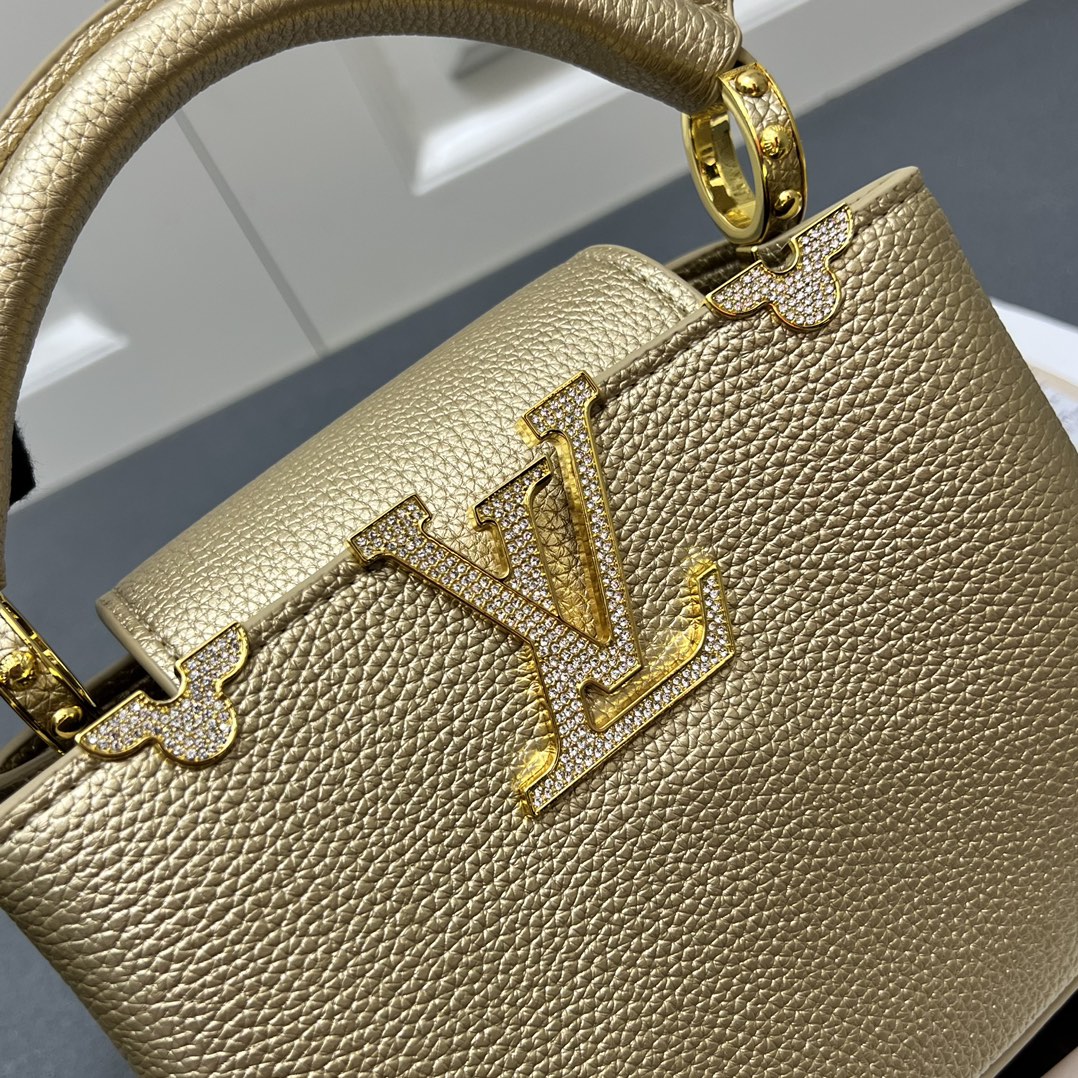 LV 高仿 24583 小號香檳金手提包 21cm鏈條優雅百搭包款｜歐美奢侈品精品推薦