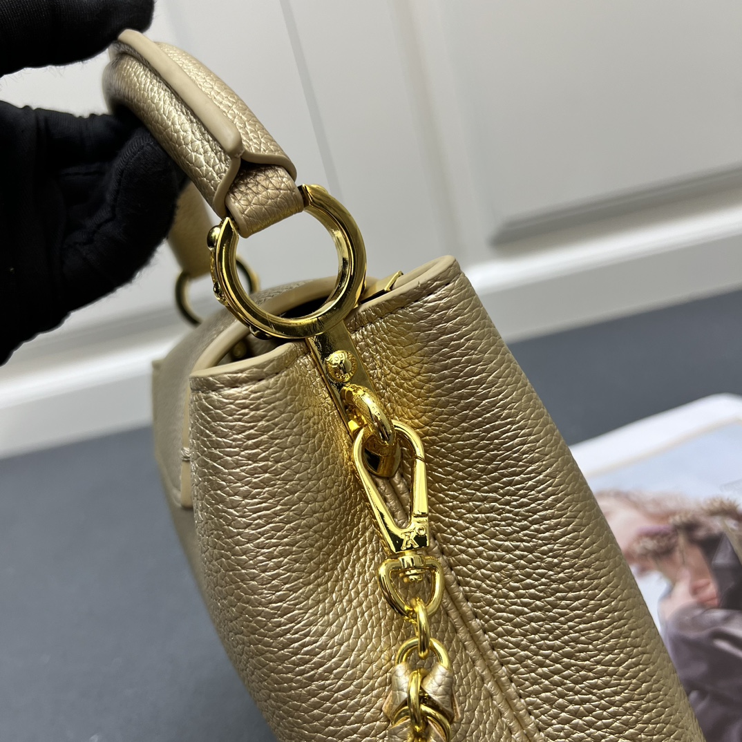 LV 高仿 24583 小號香檳金手提包 21cm鏈條優雅百搭包款｜歐美奢侈品精品推薦