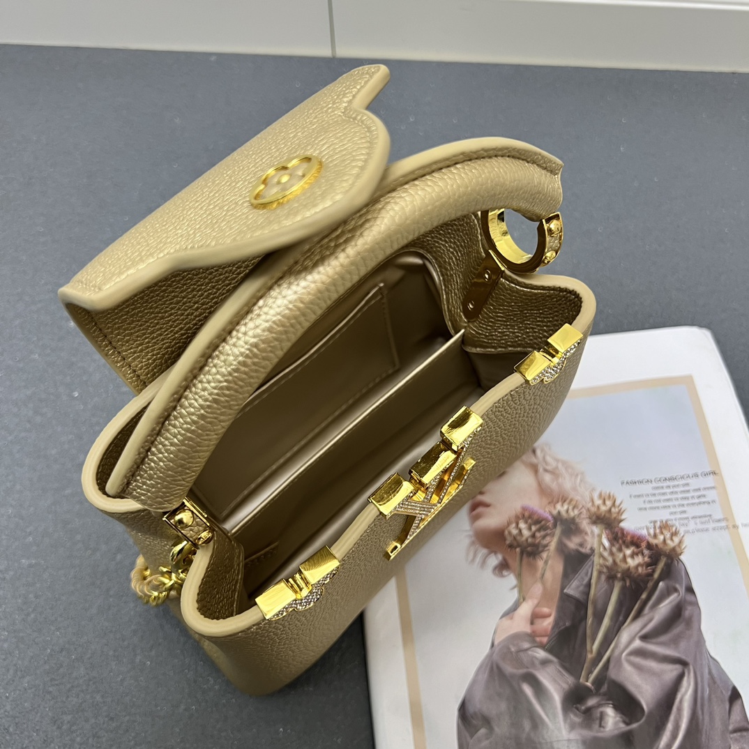 LV 高仿 24583 小號香檳金手提包 21cm鏈條優雅百搭包款｜歐美奢侈品精品推薦