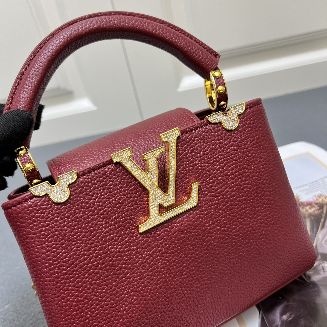 LV 一比一 24583 小號酒紅色鏈條手提包 21cm典雅女款包｜歐美奢侈品精品推薦