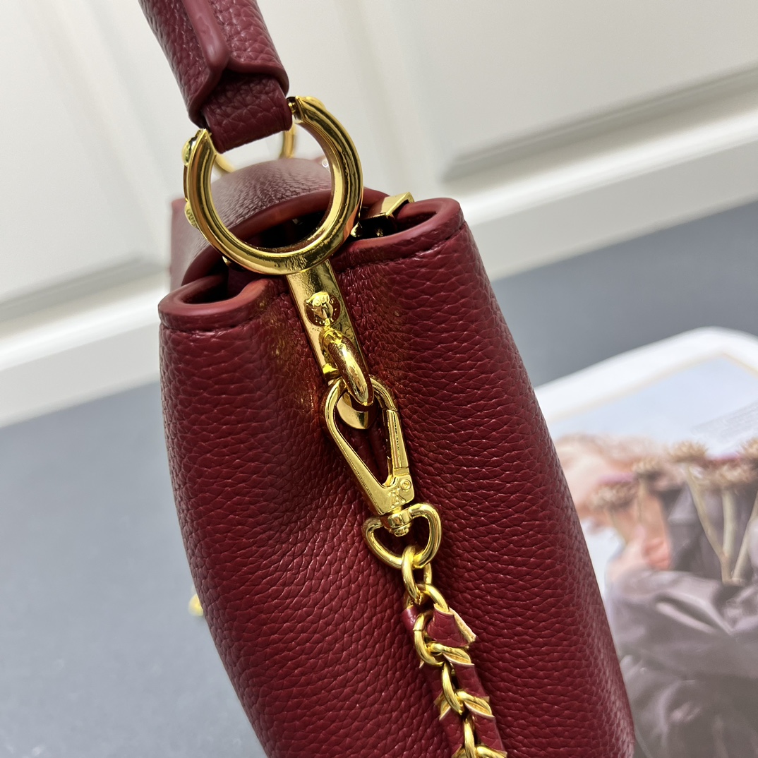 LV 一比一 24583 小號酒紅色鏈條手提包 21cm典雅女款包｜歐美奢侈品精品推薦