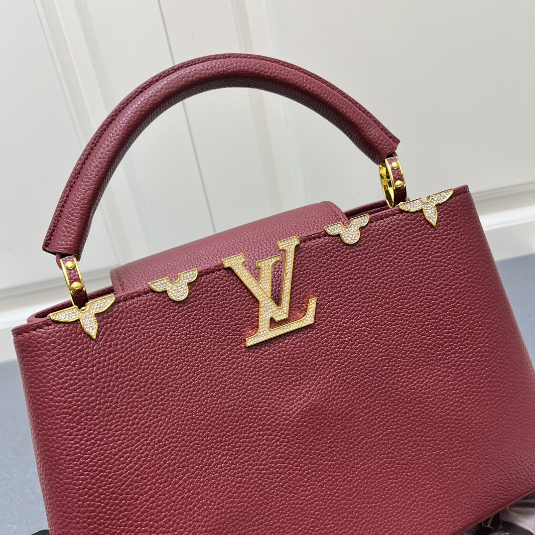 LV 原單 24585 大號酒紅色鏈條手提包 31.5cm優雅女款包｜歐美奢侈品精品推薦