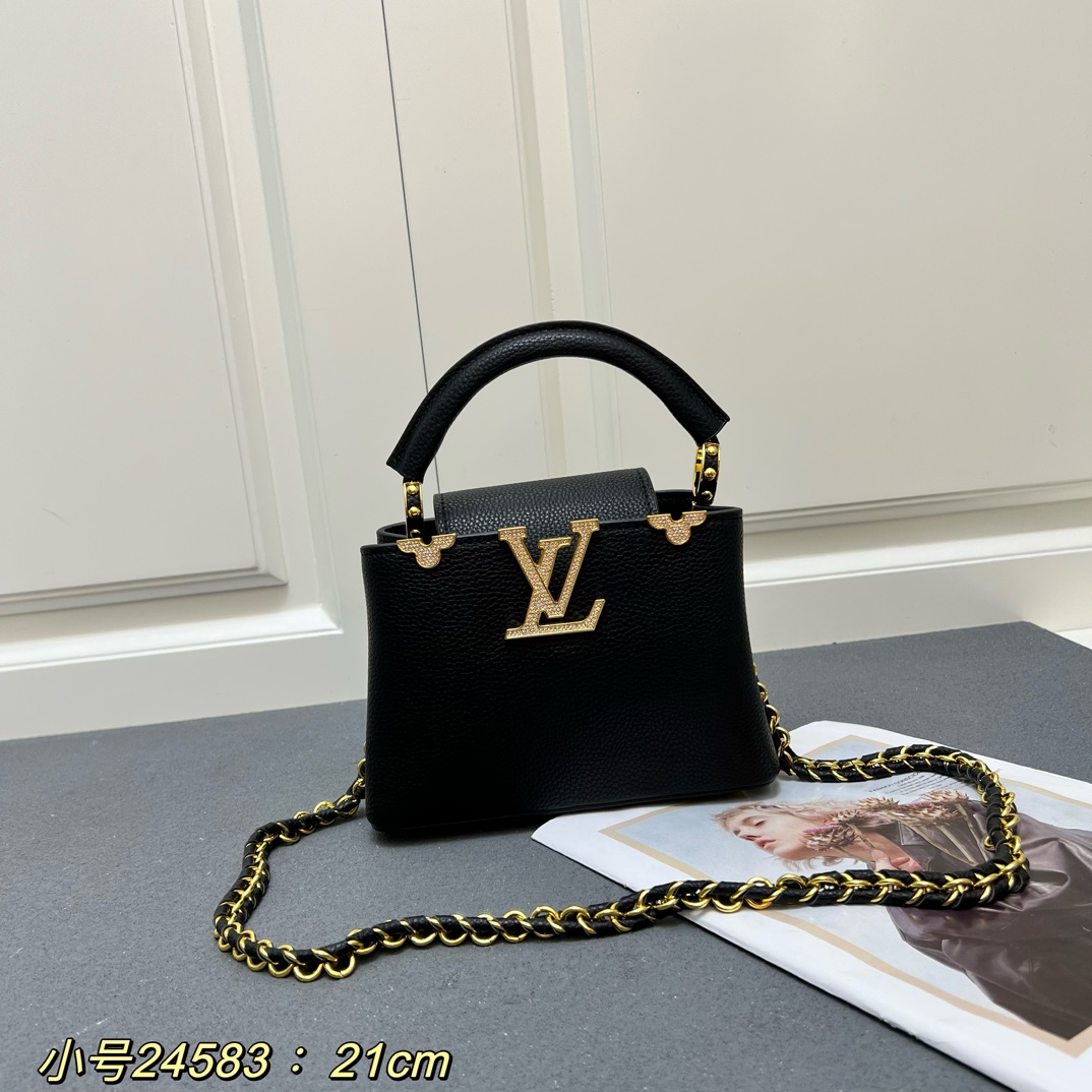 LV A貨 24583 小號黑色鏈條手提包 21cm百搭優雅女款｜歐美奢侈品精品推薦