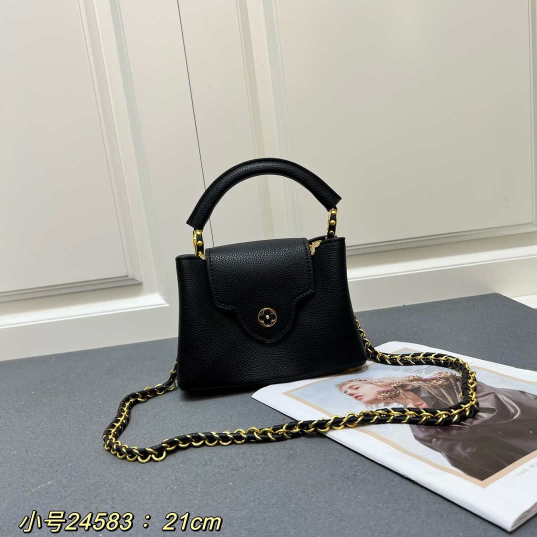 LV A貨 24583 小號黑色鏈條手提包 21cm百搭優雅女款｜歐美奢侈品精品推薦