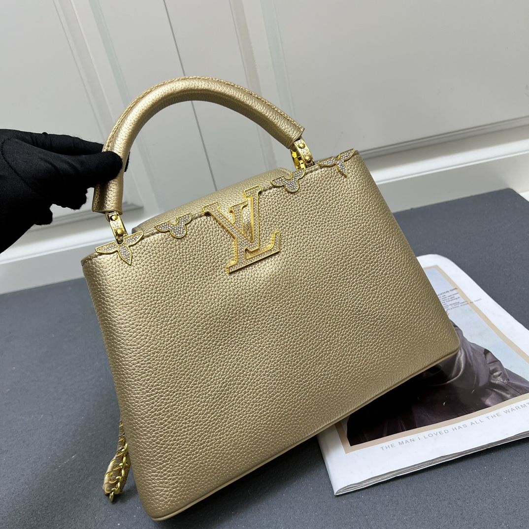 LV 精品仿製 24584 中號金色鏈條手提包 27cm高級質感女款｜歐美奢侈品精品推薦