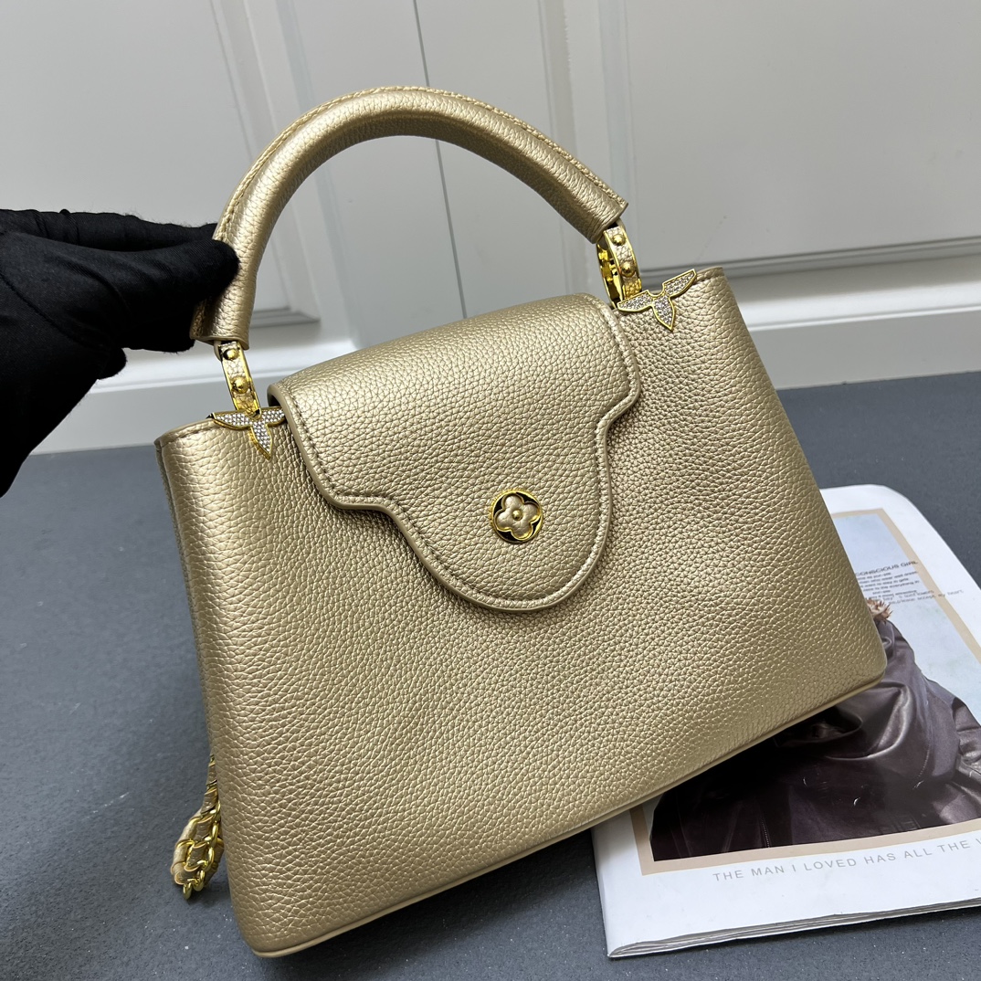 LV 精品仿製 24584 中號金色鏈條手提包 27cm高級質感女款｜歐美奢侈品精品推薦