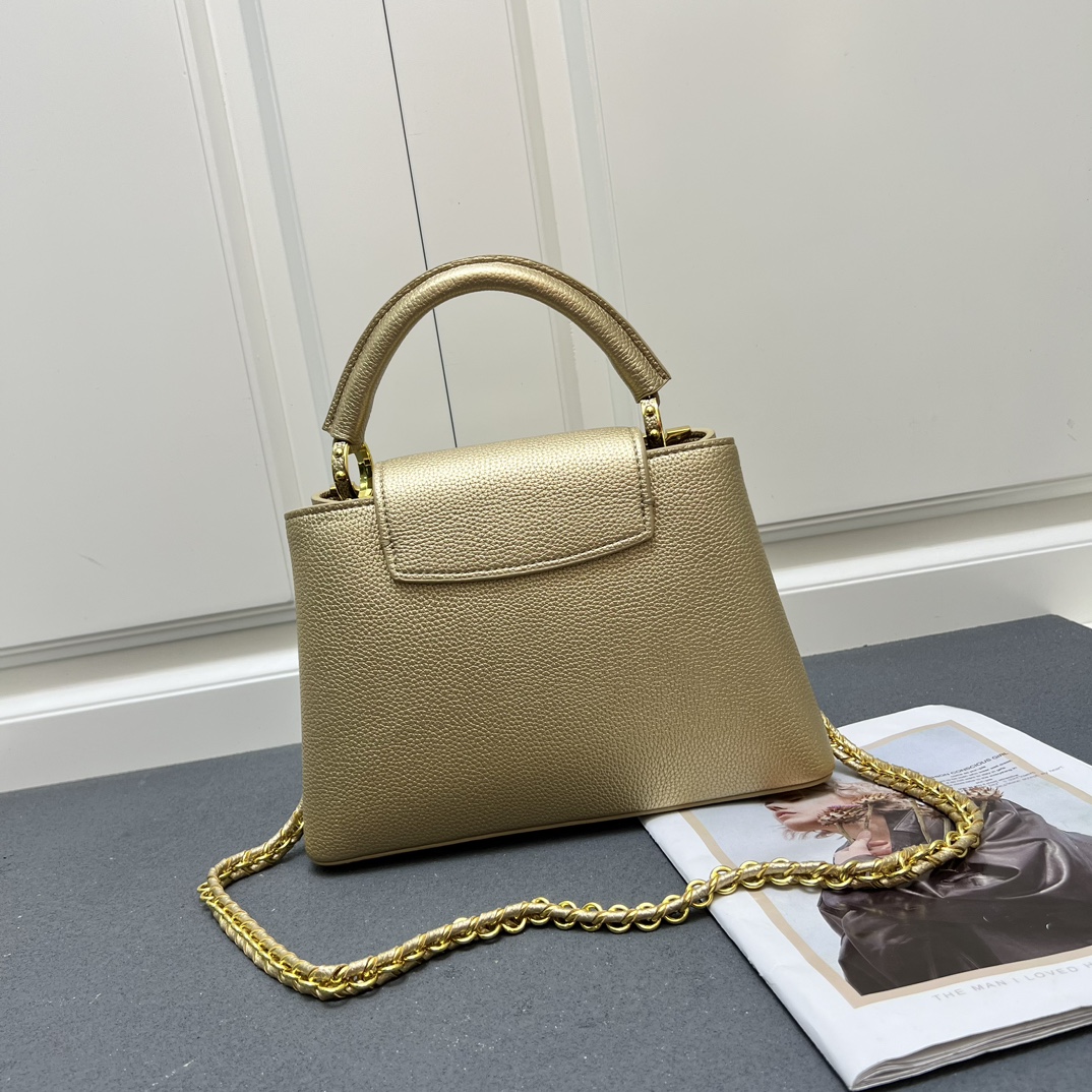 LV 精品仿製 24584 中號金色鏈條手提包 27cm高級質感女款｜歐美奢侈品精品推薦