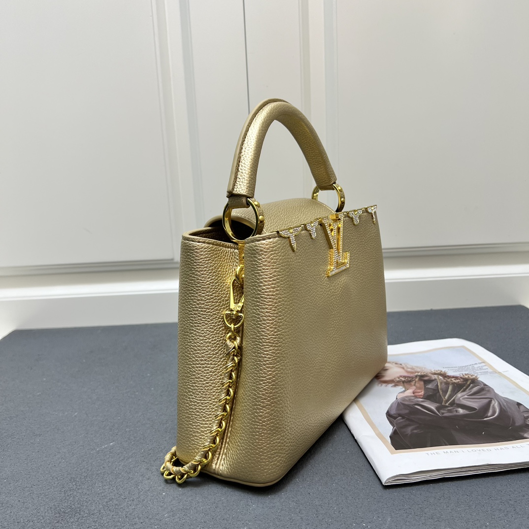 LV 精品仿製 24584 中號金色鏈條手提包 27cm高級質感女款｜歐美奢侈品精品推薦