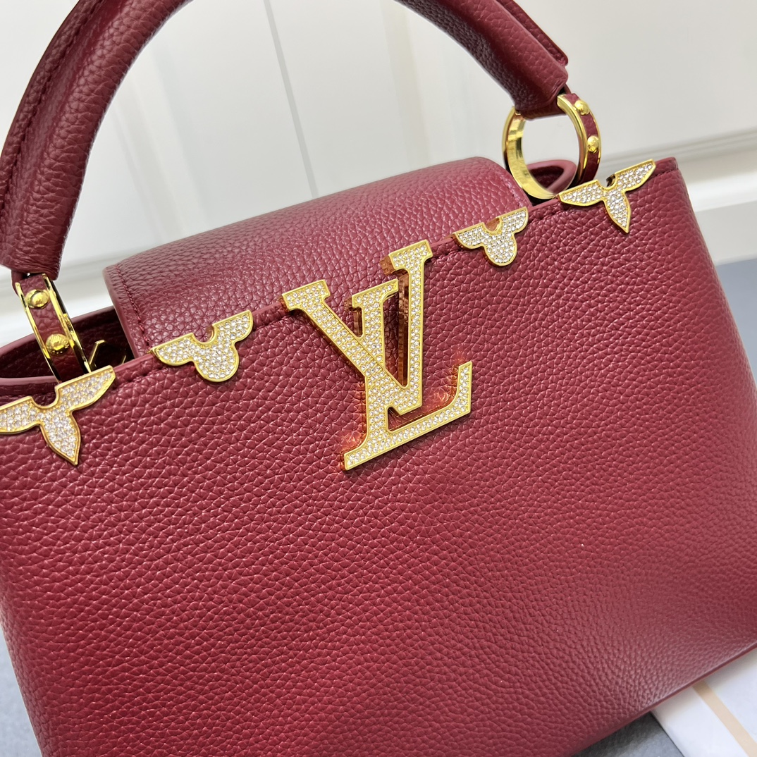 LV 一比一 24584 中號酒紅鏈條手提包 27cm優雅質感女款｜歐美奢侈品精品推薦