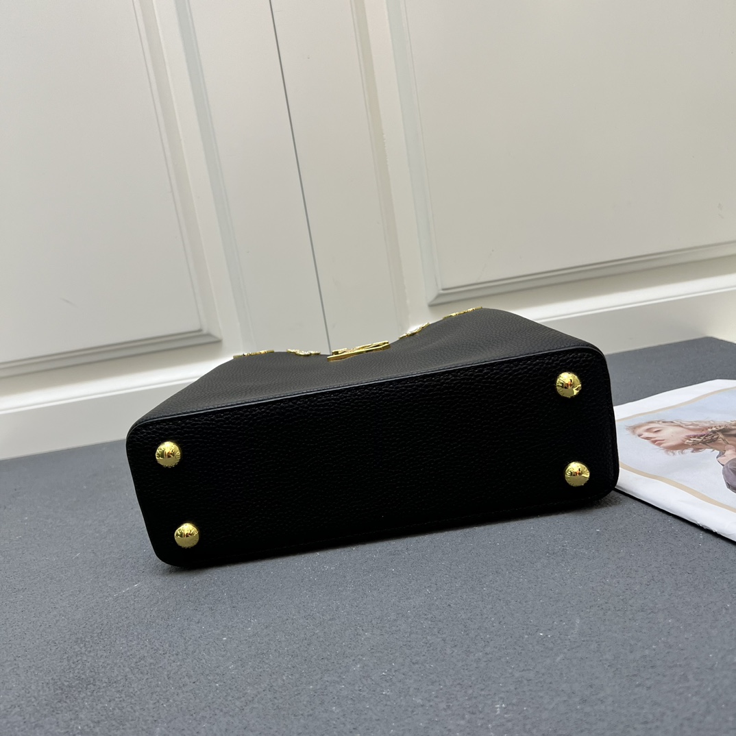 LV 高仿 24584 中號黑色鏈條手提包 27cm簡約百搭女款｜歐美奢侈品精品推薦