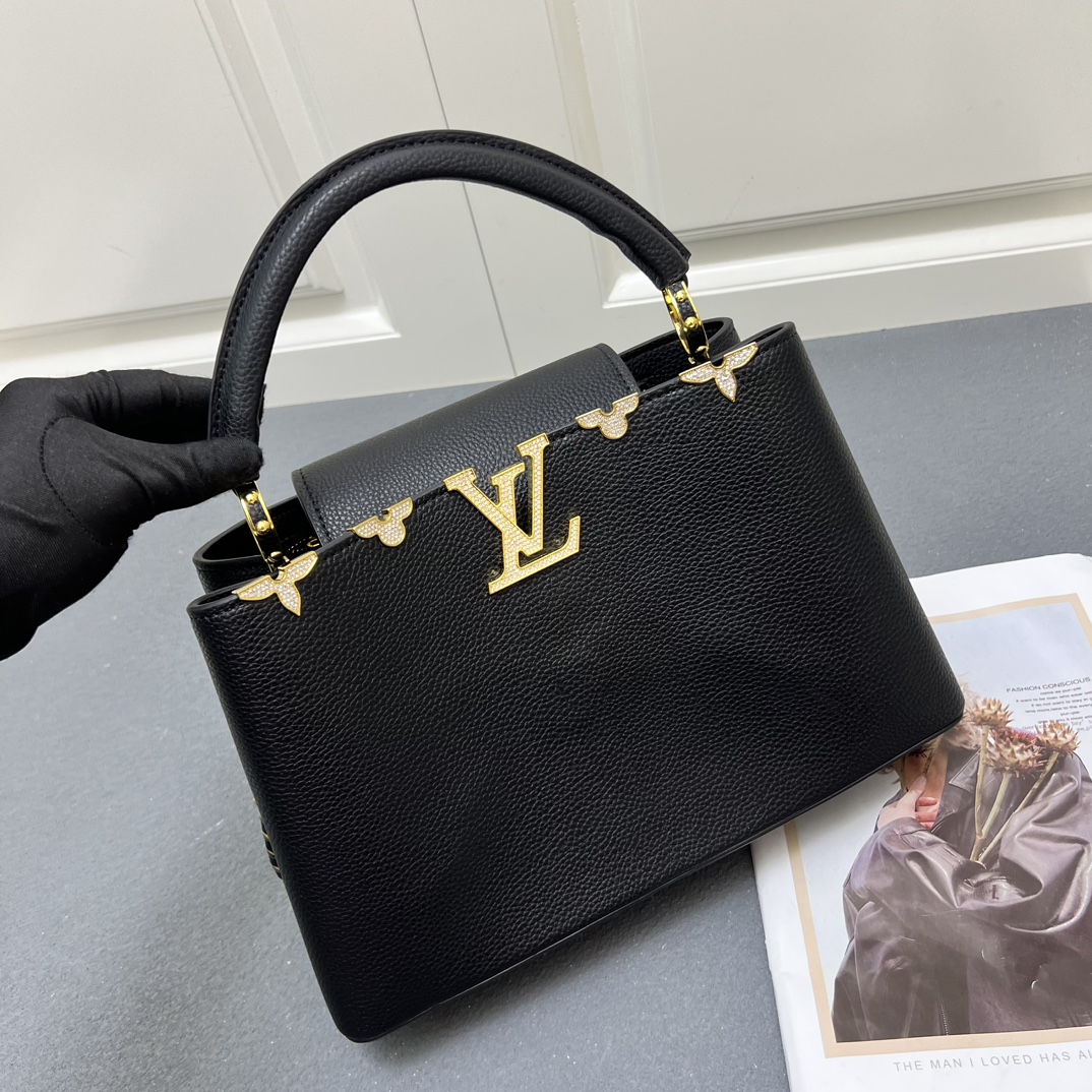 LV 原單 24585 大號黑色鏈條手提包 31.5cm通勤百搭女款｜歐美奢侈品精品推薦