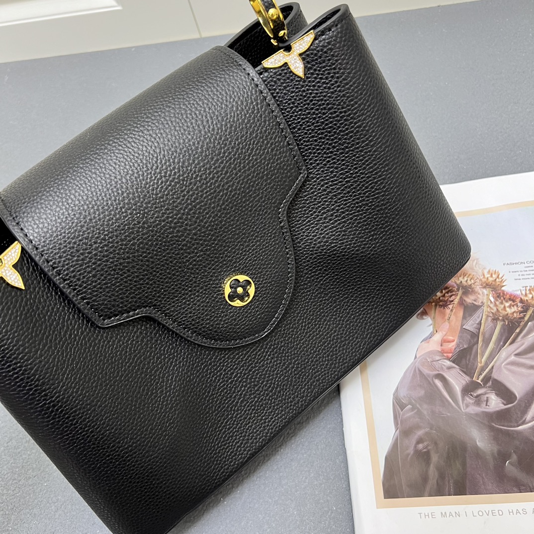 LV 原單 24585 大號黑色鏈條手提包 31.5cm通勤百搭女款｜歐美奢侈品精品推薦