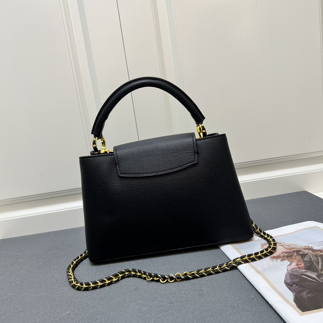 LV 原單 24585 大號黑色鏈條手提包 31.5cm通勤百搭女款｜歐美奢侈品精品推薦