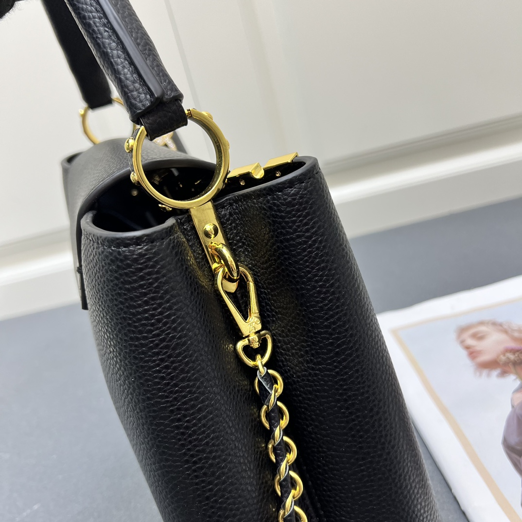 LV 原單 24585 大號黑色鏈條手提包 31.5cm通勤百搭女款｜歐美奢侈品精品推薦