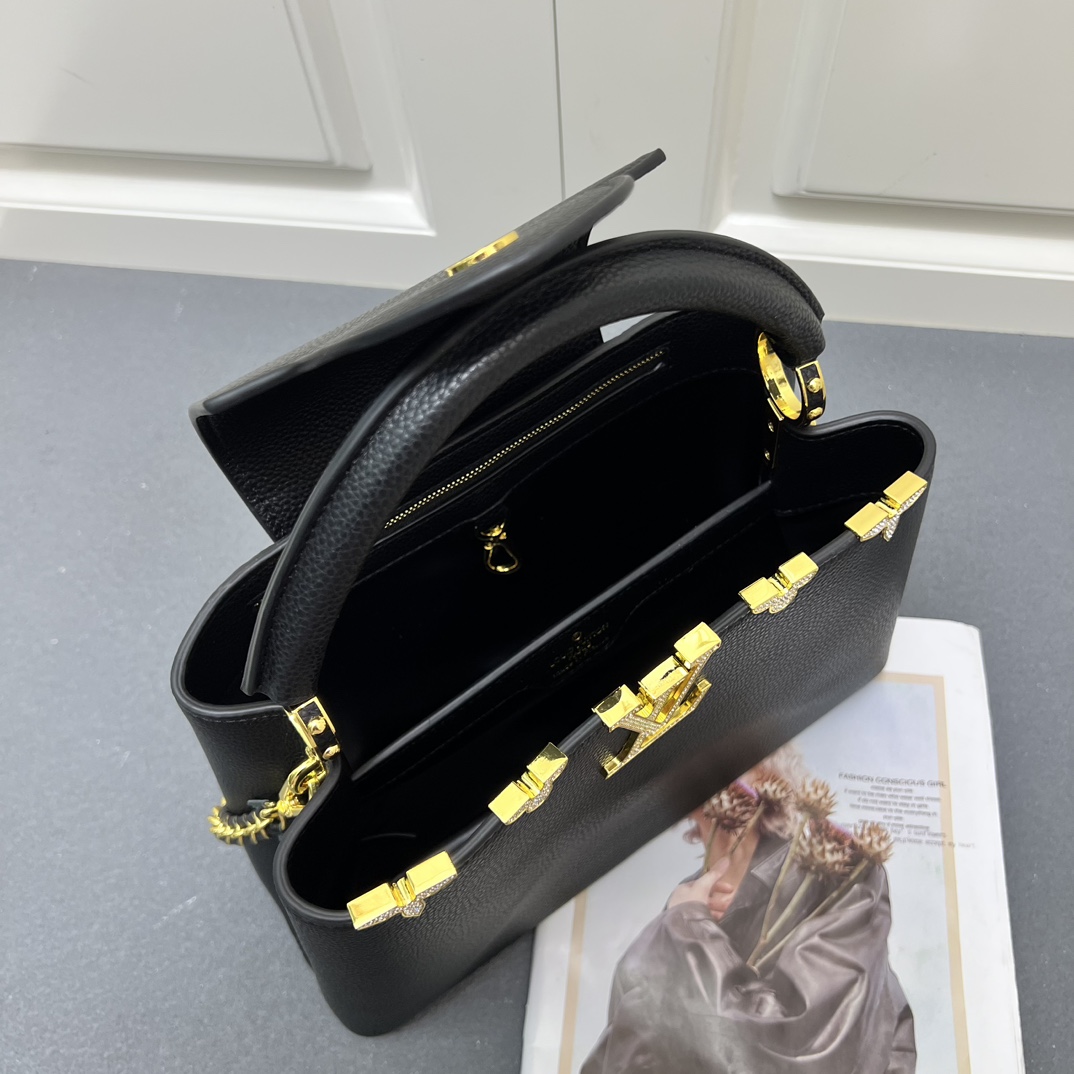 LV 原單 24585 大號黑色鏈條手提包 31.5cm通勤百搭女款｜歐美奢侈品精品推薦