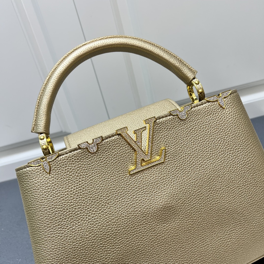 LV 高仿 24585 大號香檳金鏈條手提包 31.5cm典雅百搭女款｜歐美奢侈品精品推薦