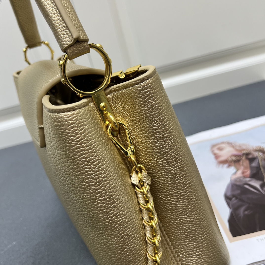 LV 高仿 24585 大號香檳金鏈條手提包 31.5cm典雅百搭女款｜歐美奢侈品精品推薦