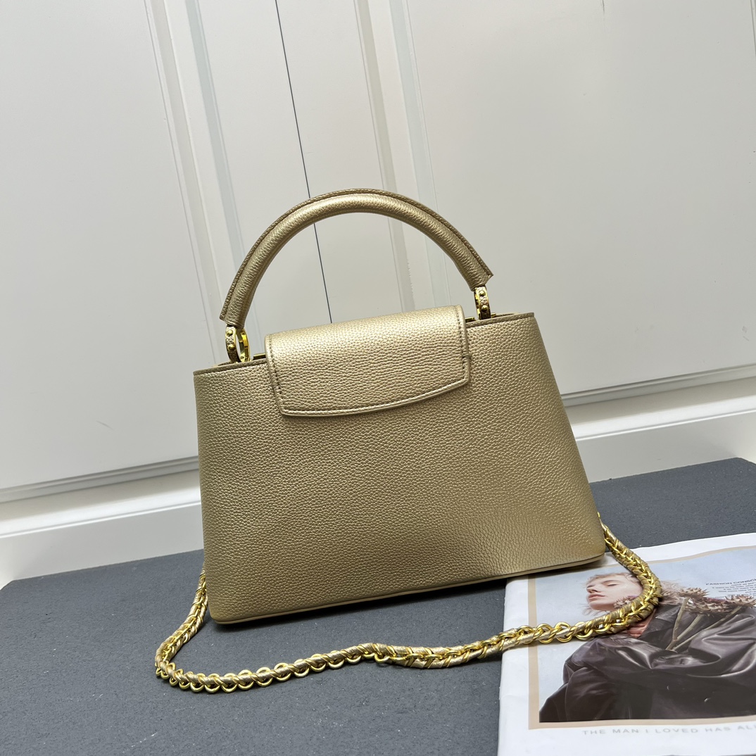 LV 高仿 24585 大號香檳金鏈條手提包 31.5cm典雅百搭女款｜歐美奢侈品精品推薦