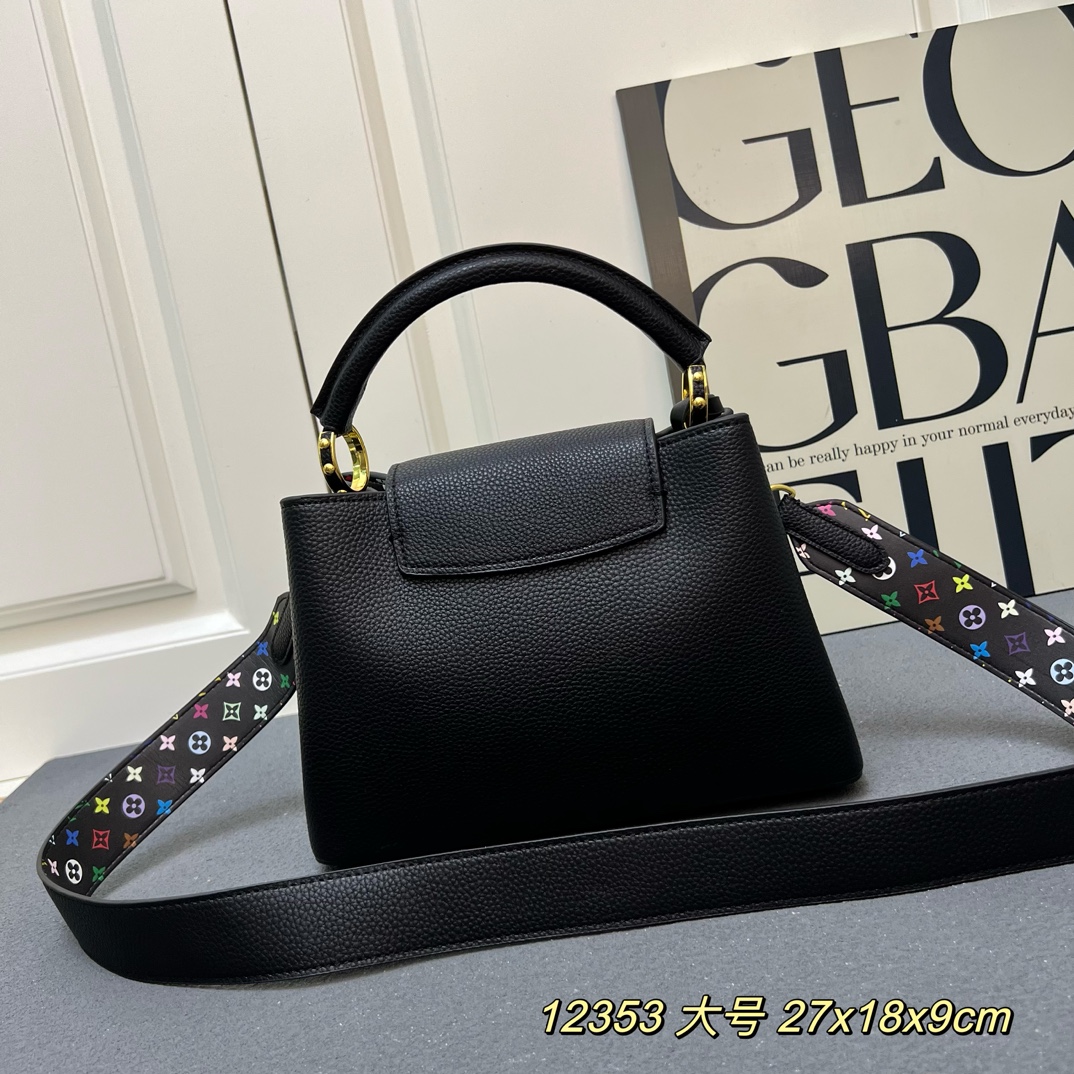 LV 一比一 12353 大號黑色鏈條翻蓋手提包 27x18x9cm氣質女包｜歐美奢侈品精品推薦