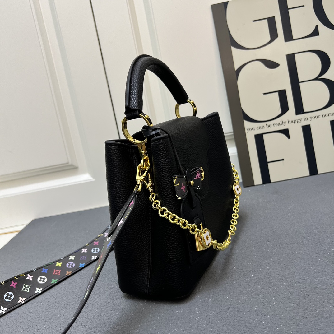 LV 一比一 12353 大號黑色鏈條翻蓋手提包 27x18x9cm氣質女包｜歐美奢侈品精品推薦