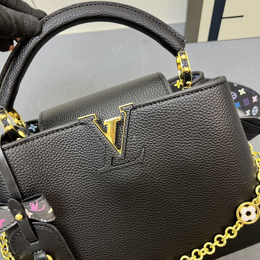 LV 一比一 12353 大號黑色鏈條翻蓋手提包 27x18x9cm氣質女包｜歐美奢侈品精品推薦