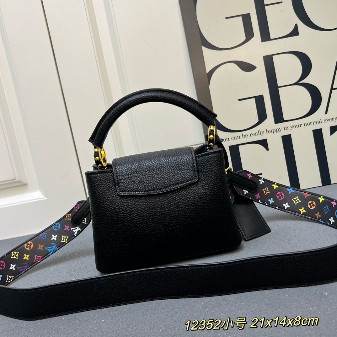 LV 原單 12352 小號黑色鏈條翻蓋手提包 21x14x8cm鎖扣女包｜歐美奢侈品精品推薦