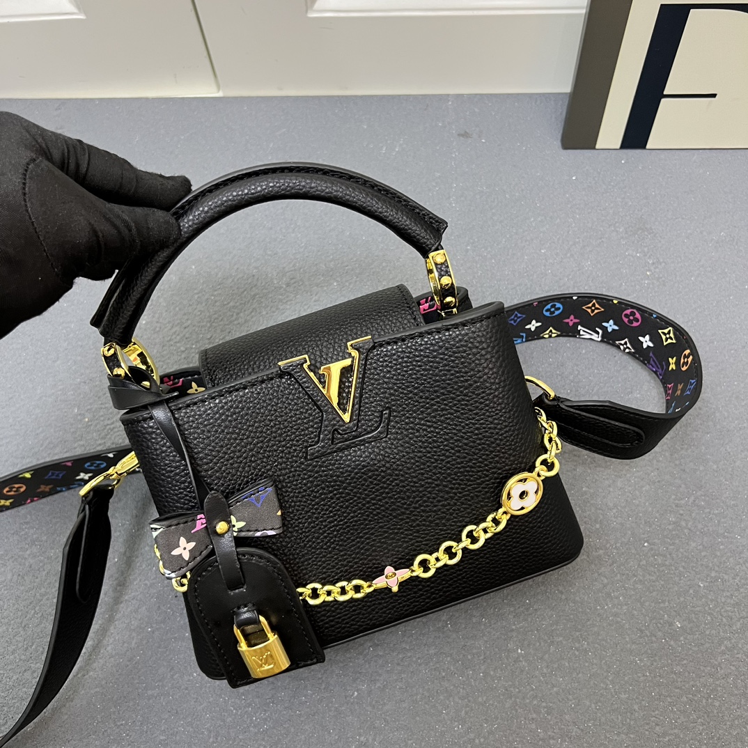 LV 原單 12352 小號黑色鏈條翻蓋手提包 21x14x8cm鎖扣女包｜歐美奢侈品精品推薦