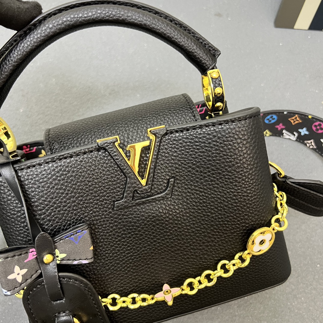 LV 原單 12352 小號黑色鏈條翻蓋手提包 21x14x8cm鎖扣女包｜歐美奢侈品精品推薦