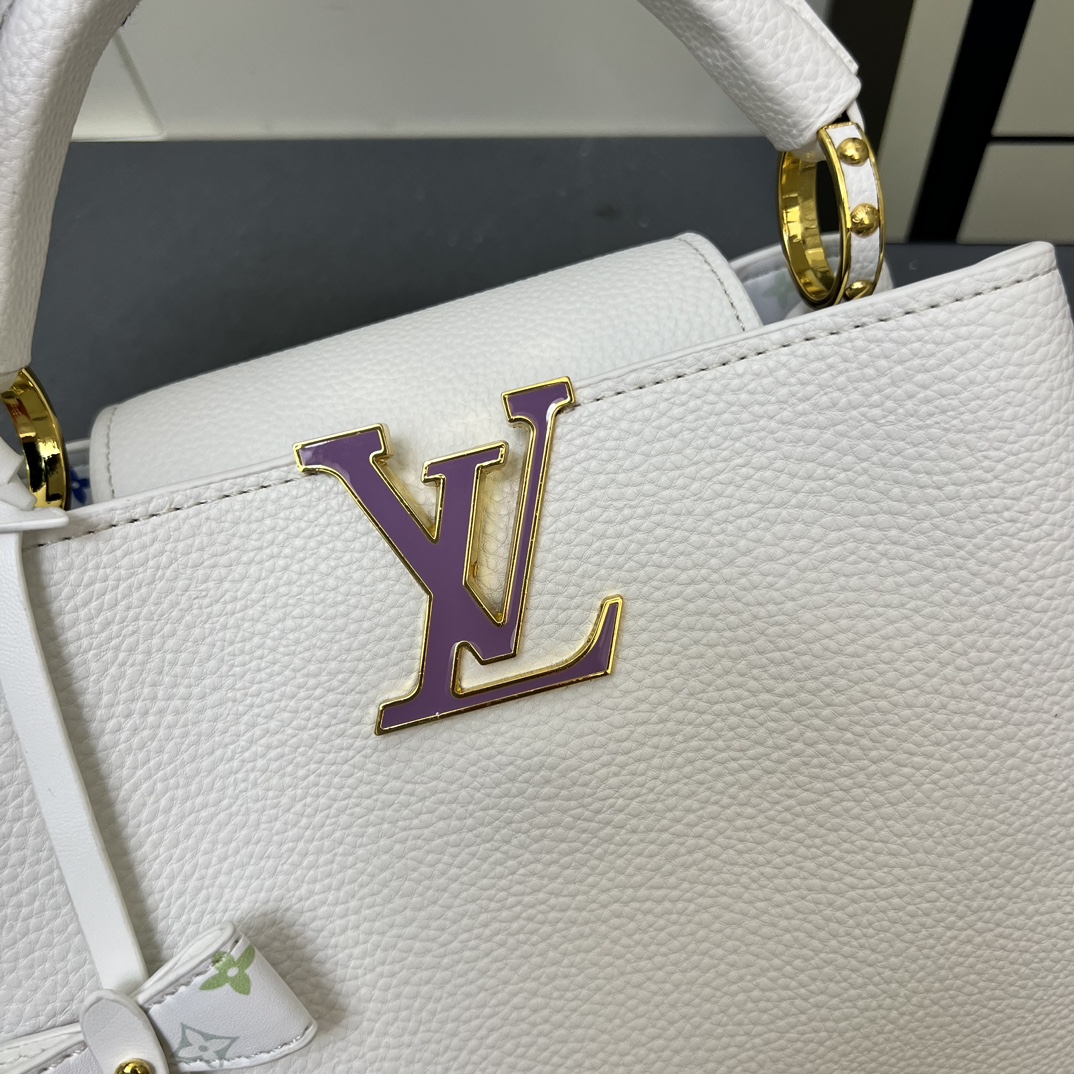 LV A貨 12353 大號白色鎖扣翻蓋手提包 27x18x9cm寬肩帶女包｜歐美奢侈品精品推薦