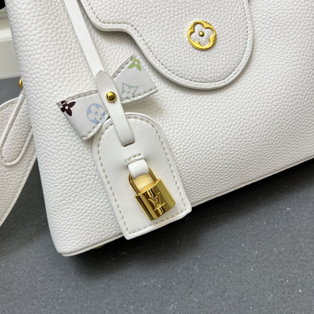 LV A貨 12353 大號白色鎖扣翻蓋手提包 27x18x9cm寬肩帶女包｜歐美奢侈品精品推薦