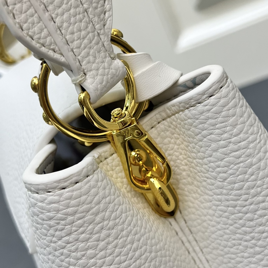 LV A貨 12353 大號白色鎖扣翻蓋手提包 27x18x9cm寬肩帶女包｜歐美奢侈品精品推薦