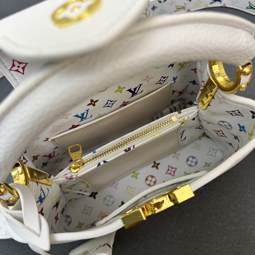 LV高仿 12352 小號白色鎖扣翻蓋手提包 21x14x8cm寬肩帶女包｜歐美奢侈品精品推薦