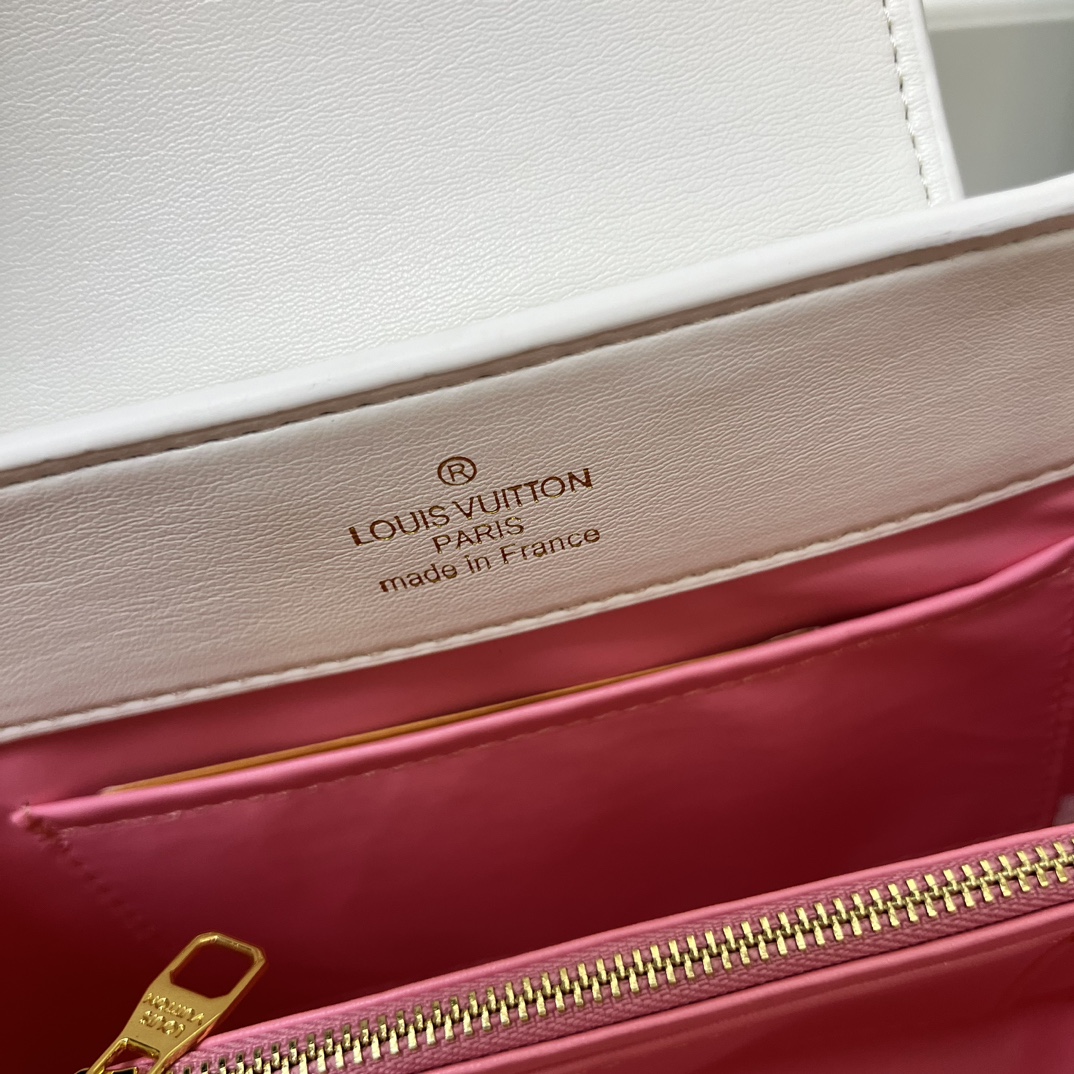 LV A貨 14166 大號白色彩標手提包 27x18x9cm鏈條肩背包｜歐美奢侈品精品推薦