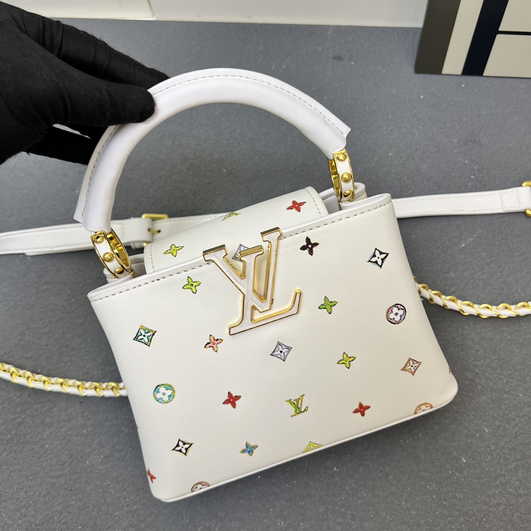 LV 原單 14165 小號白色彩標手提包 21x14x8cm鏈條肩背包｜歐美奢侈品精品推薦