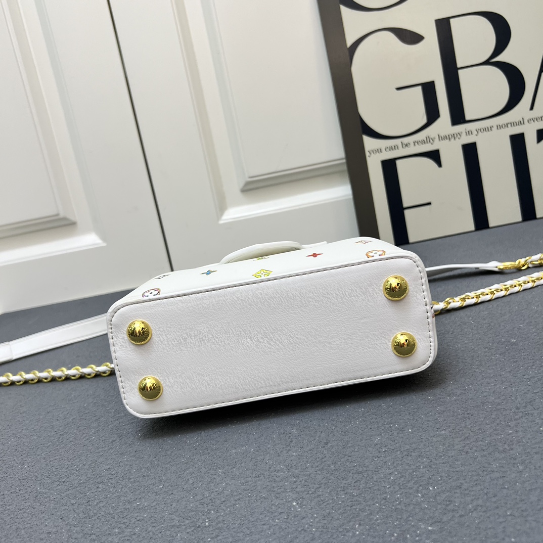LV 原單 14165 小號白色彩標手提包 21x14x8cm鏈條肩背包｜歐美奢侈品精品推薦