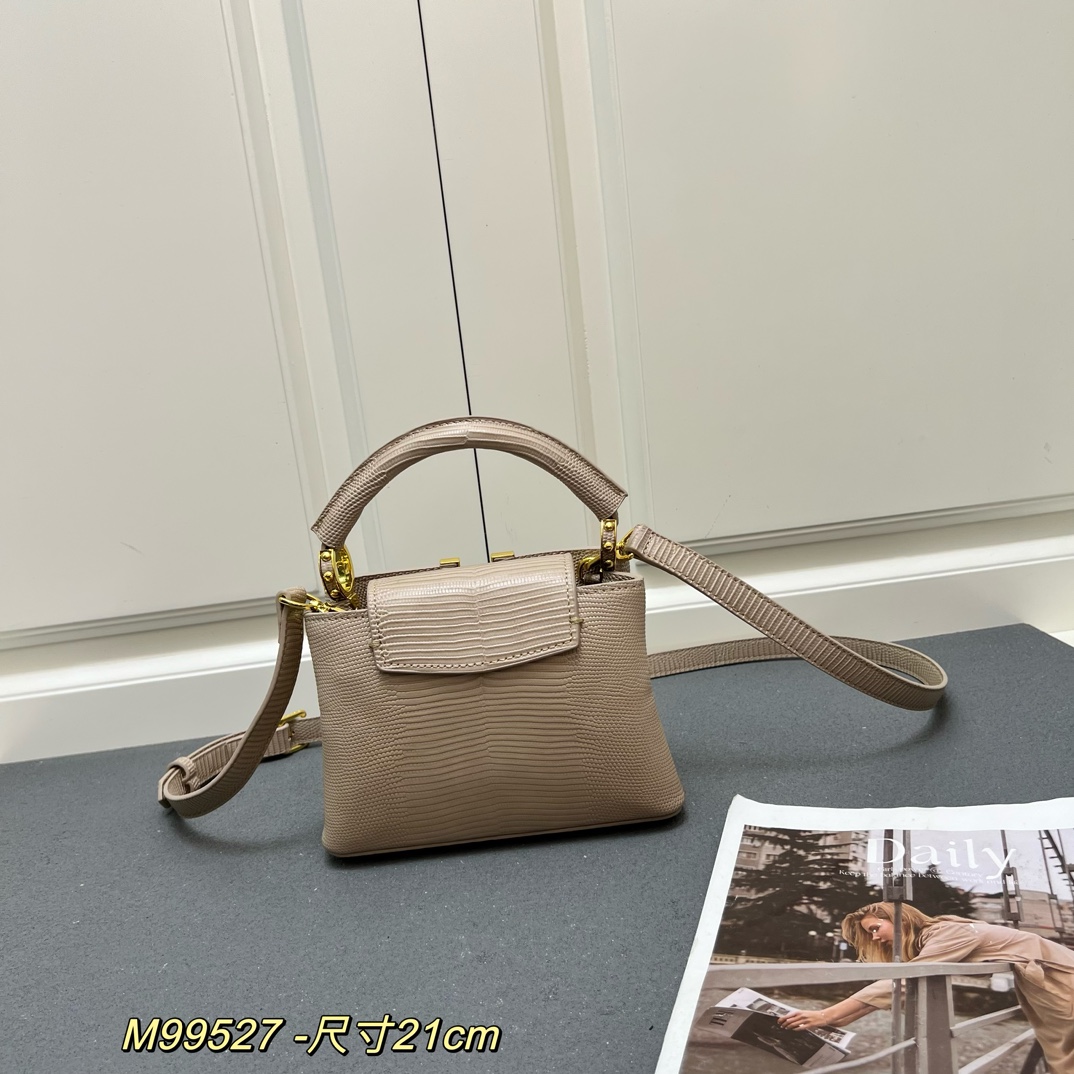 LV 原單 M99527 米杏色鱷魚紋小號手提包 21cm百搭肩背款｜歐美奢侈品精品推薦