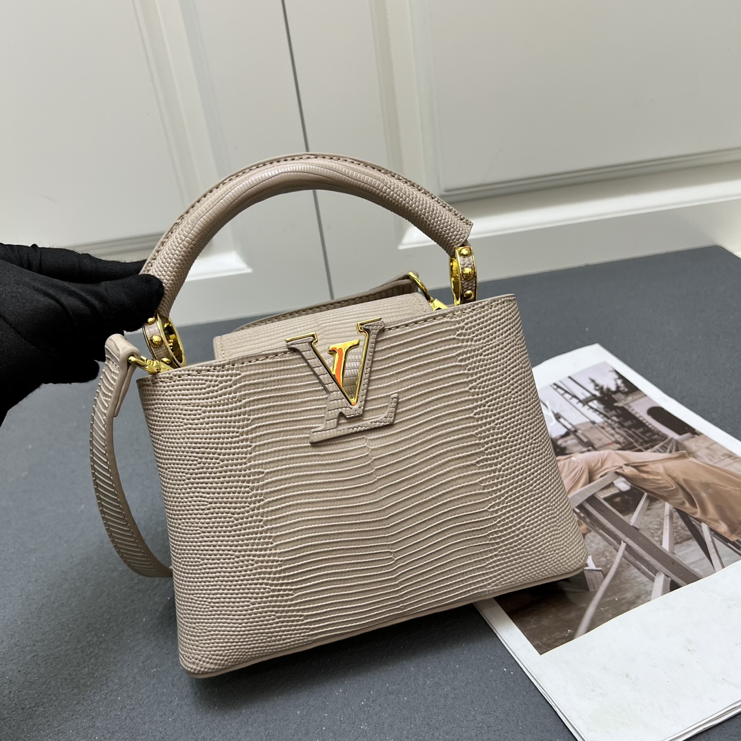 LV 原單 M99527 米杏色鱷魚紋小號手提包 21cm百搭肩背款｜歐美奢侈品精品推薦