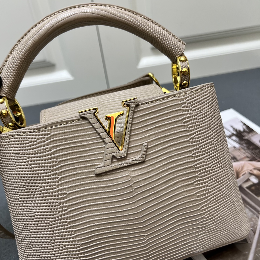 LV 原單 M99527 米杏色鱷魚紋小號手提包 21cm百搭肩背款｜歐美奢侈品精品推薦