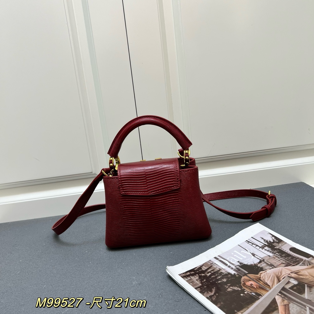 LV A貨 M99527 酒紅鱷魚紋小號手提包 21cm復古優雅肩背款｜歐美奢侈品精品推薦