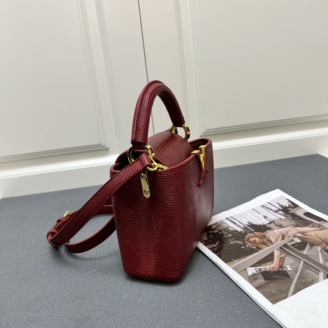 LV A貨 M99527 酒紅鱷魚紋小號手提包 21cm復古優雅肩背款｜歐美奢侈品精品推薦