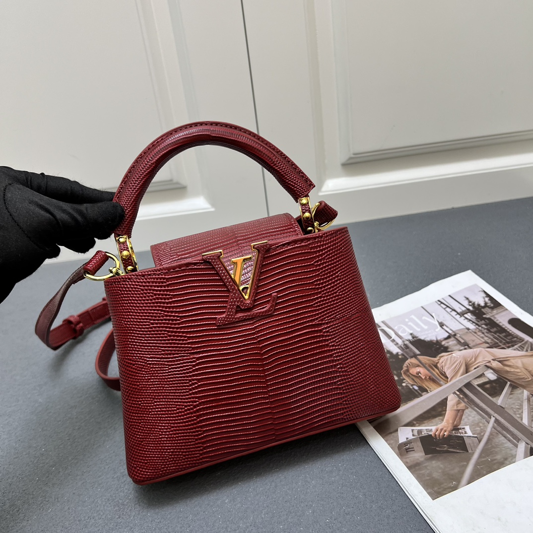 LV A貨 M99527 酒紅鱷魚紋小號手提包 21cm復古優雅肩背款｜歐美奢侈品精品推薦