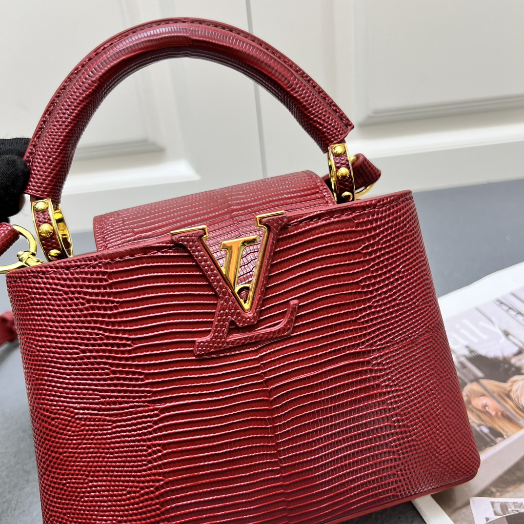 LV A貨 M99527 酒紅鱷魚紋小號手提包 21cm復古優雅肩背款｜歐美奢侈品精品推薦