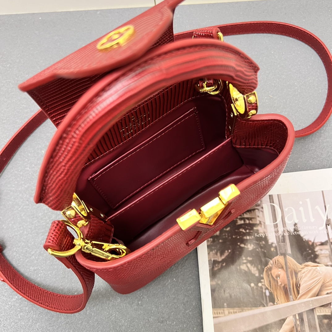 LV A貨 M99527 酒紅鱷魚紋小號手提包 21cm復古優雅肩背款｜歐美奢侈品精品推薦