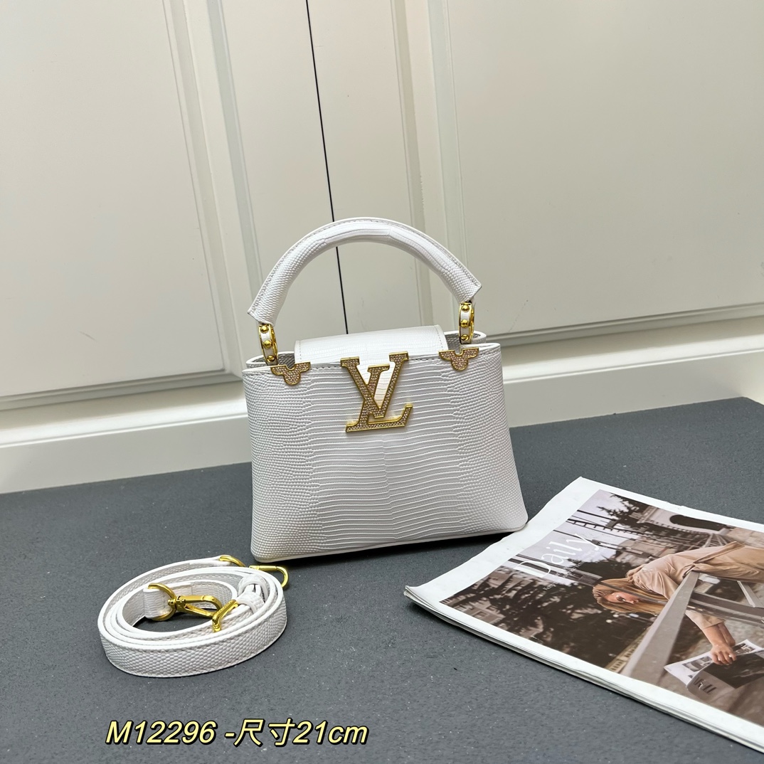 LV精品仿製Capucines Mini白色蜥蜴壓紋手提包21cm典雅百搭款|超A仿原單精品圖片 3 LV精品仿製Capucines Mini白色蜥蜴壓紋手提包21cm典雅百搭款|歐美奢侈品精品推薦