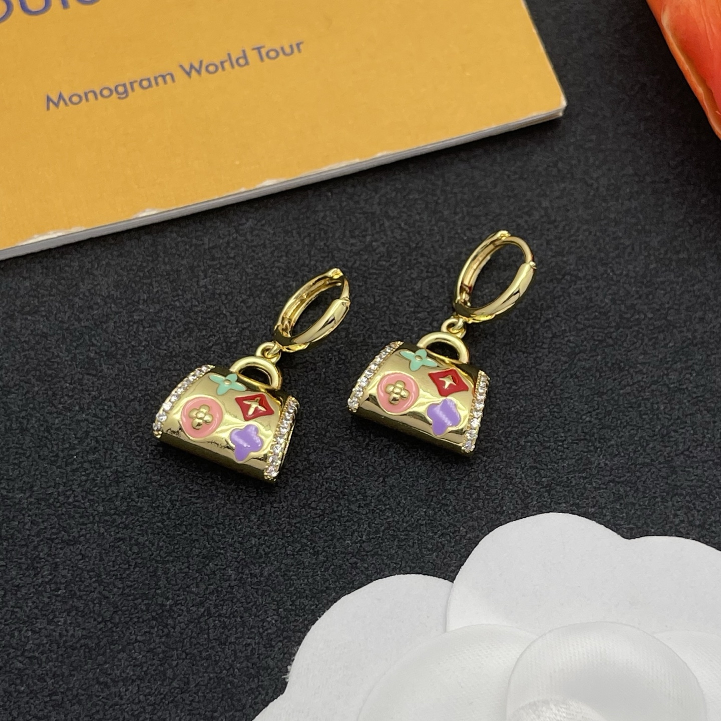 LV彩色手袋耳環 A貨精品琺瑯立體造型｜歐美奢侈品精品推薦